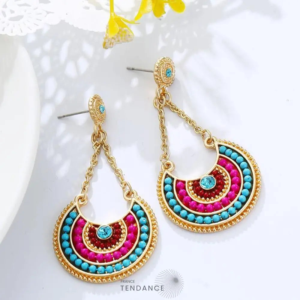Boucles D’oreilles Vintage Multicolore | France-Tendance