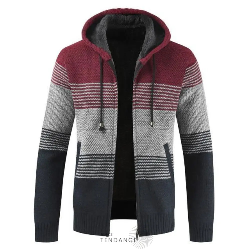 Cardigan Rayé à Capuche | France-Tendance