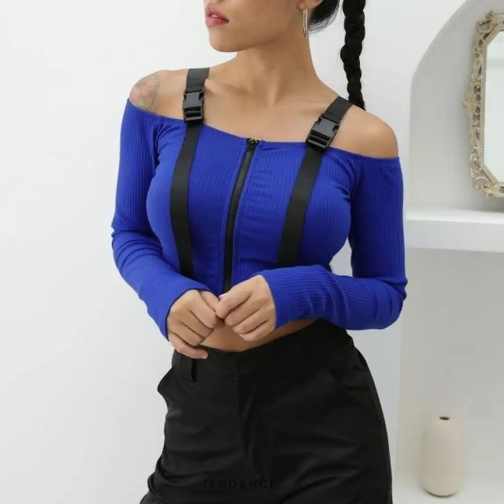 Haut Col Bardot Avec Tirette | France-Tendance
