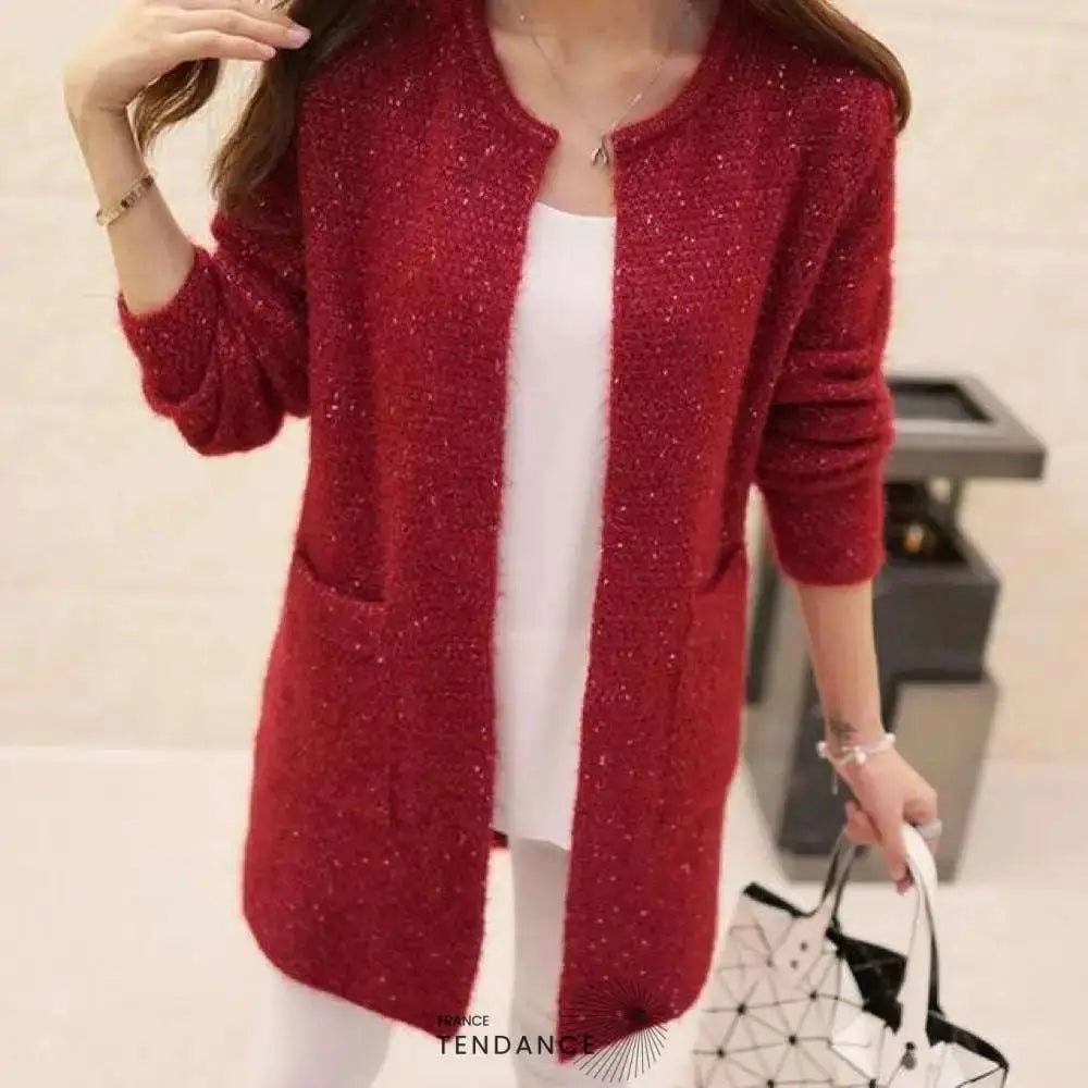 Long Cardigan à Encolure Dégagée | France-Tendance