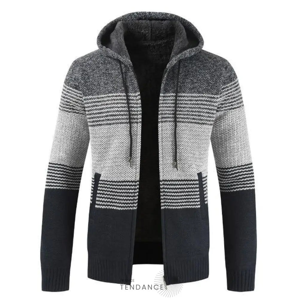 Cardigan Rayé à Capuche | France-Tendance