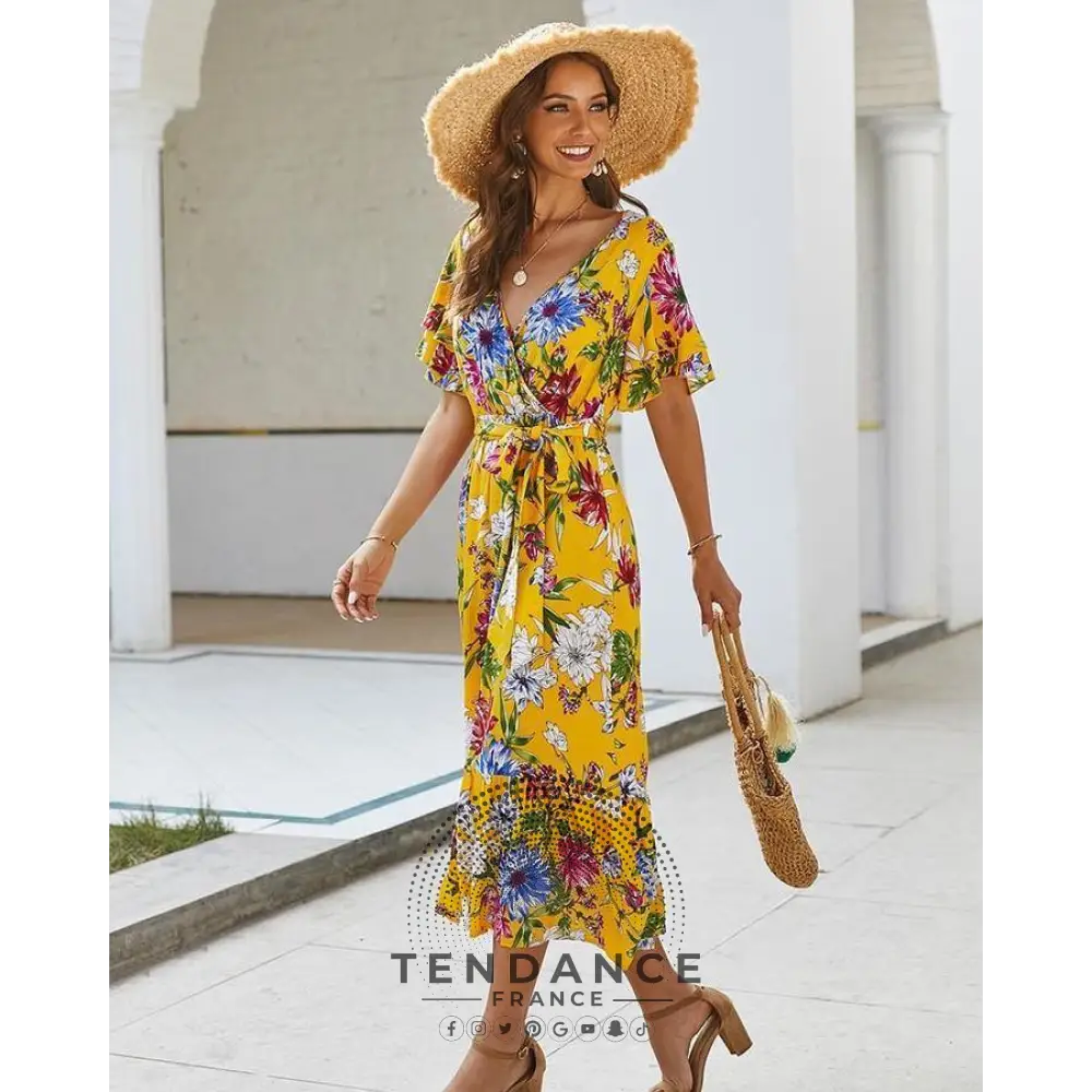 Robe Boho Florale Nouée | France-Tendance