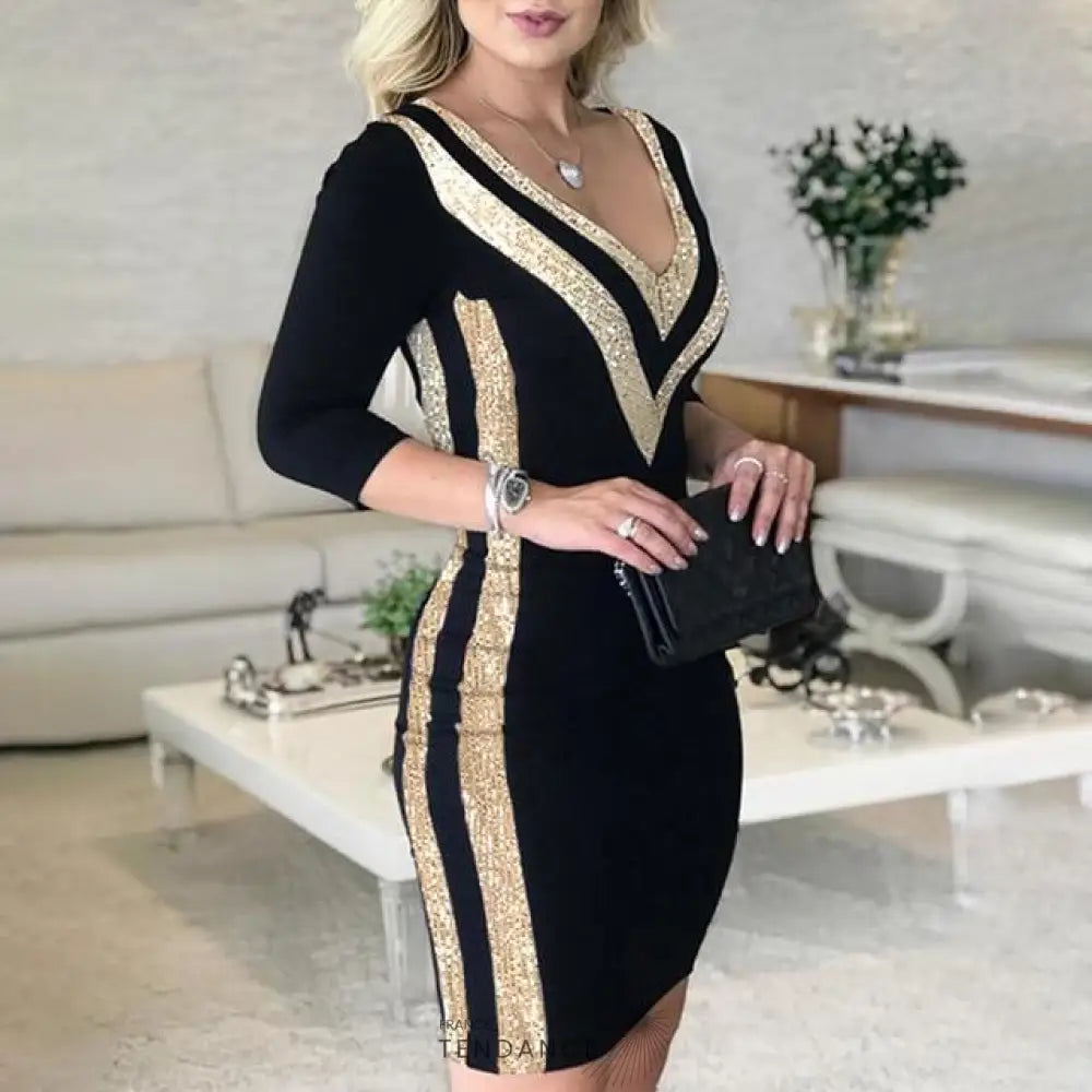 Robe élégante à Col v Profond | France-Tendance