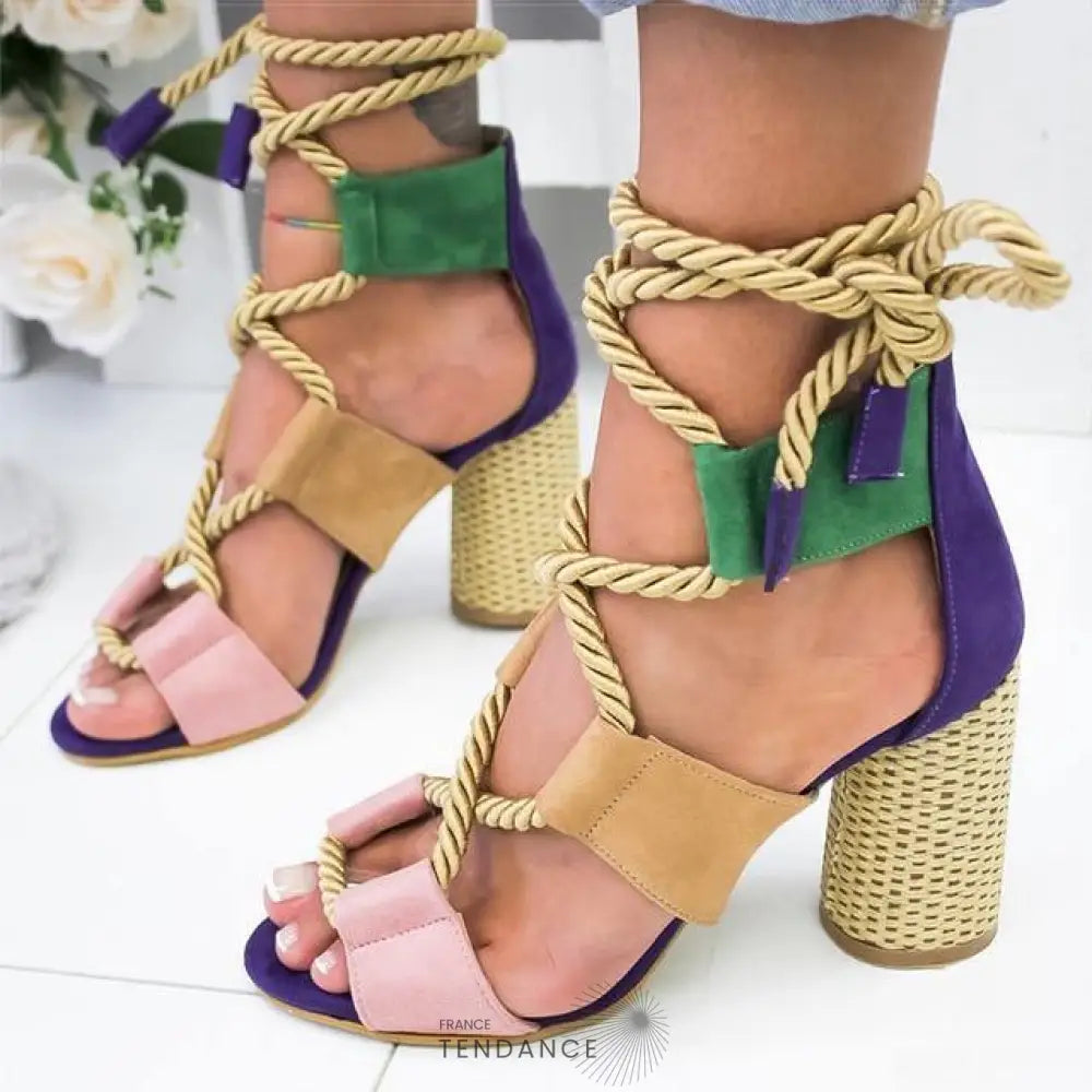 Sandales Colorées Effet Corde | France-Tendance
