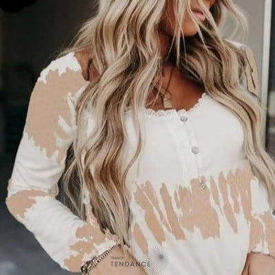 T-shirt Boutonné à Dentelle | France-Tendance